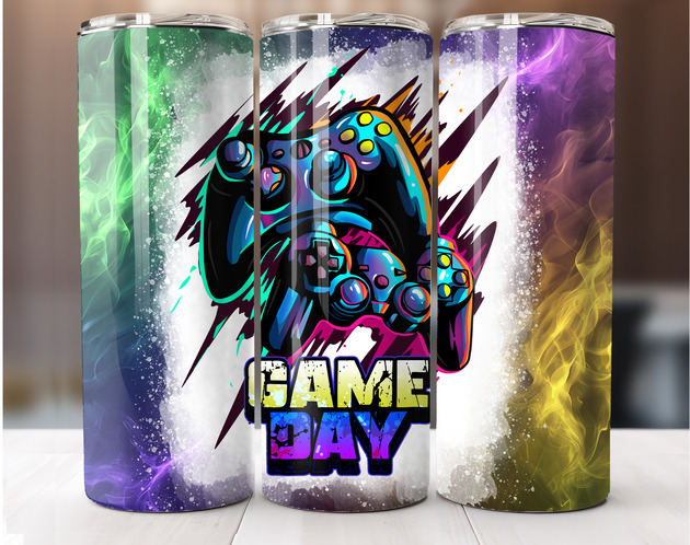 טאמבלר פוסטר צבעוני עם בקר משחק וידאו